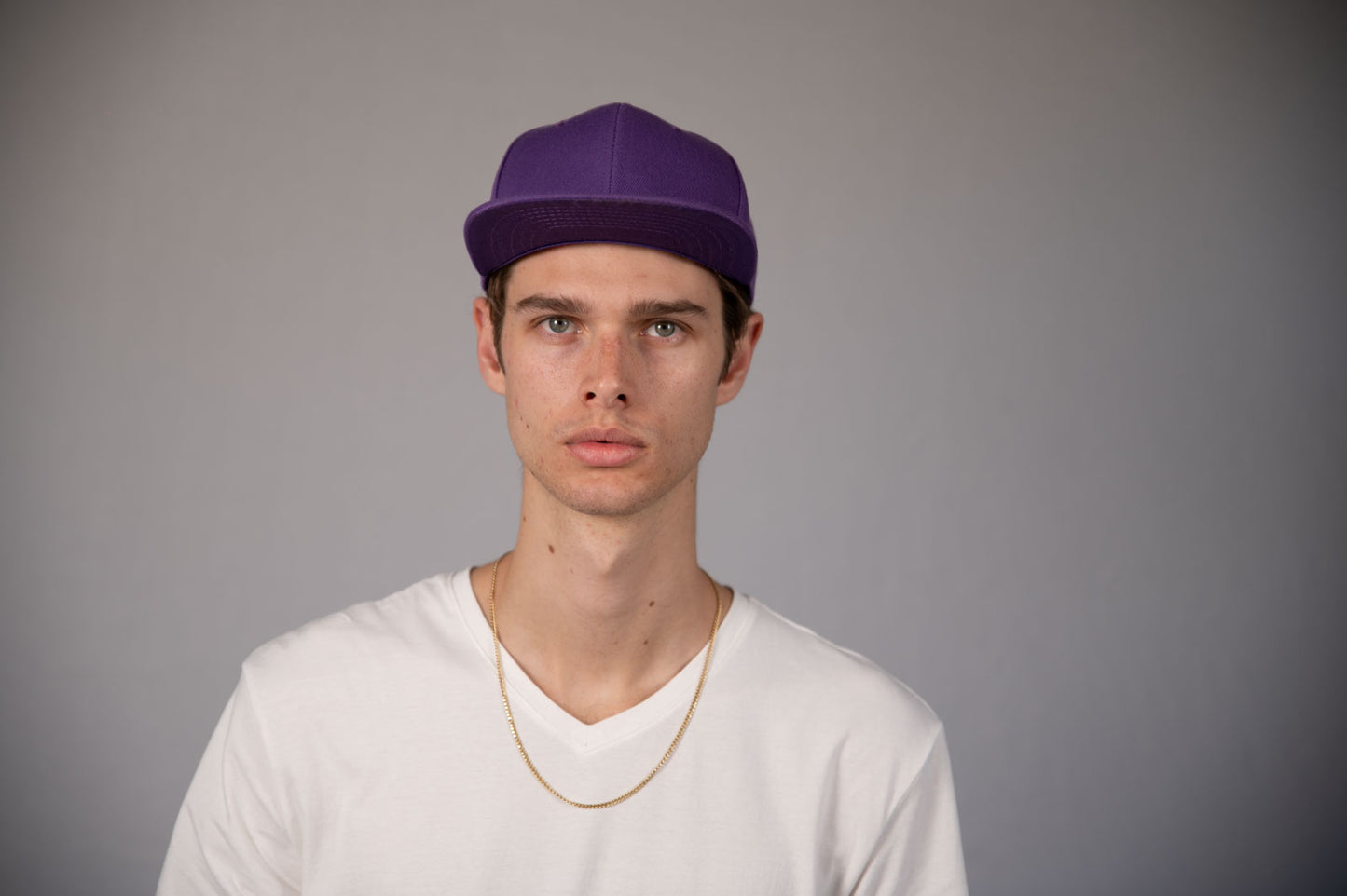 6-Panel Snapback (Flat Bill) — Solid Dark Purple — Dozen Pack