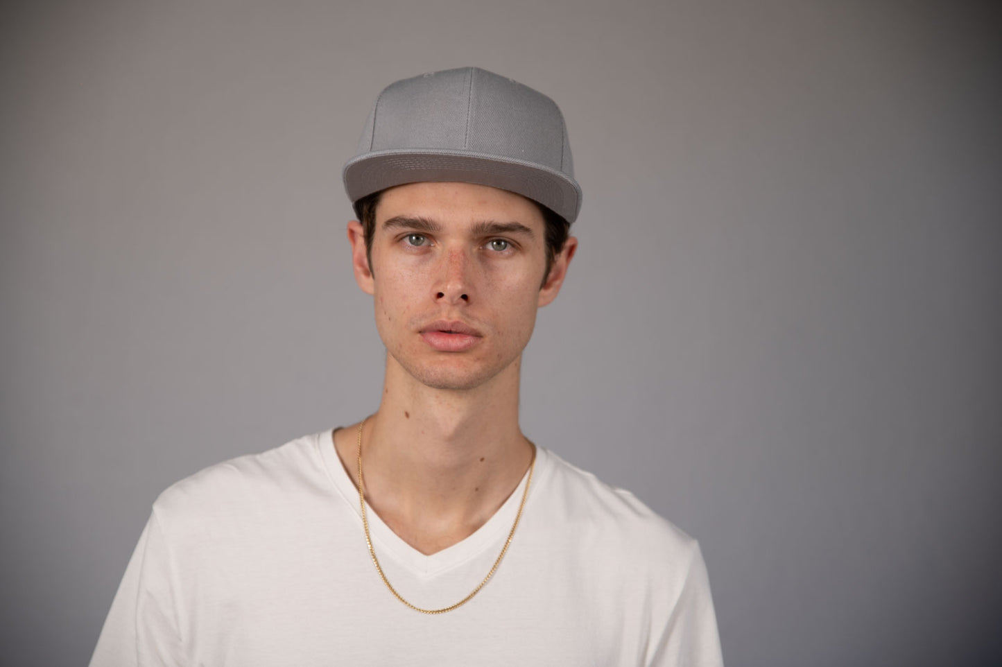 6-Panel Snapback (Flat Bill) — Solid Light Grey — Dozen Pack