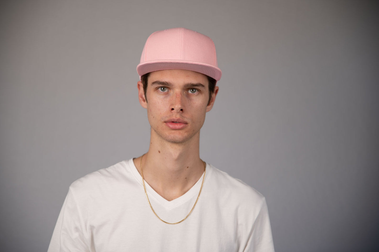 6-Panel Snapback (Flat Bill) — Solid Light Pink — Dozen Pack