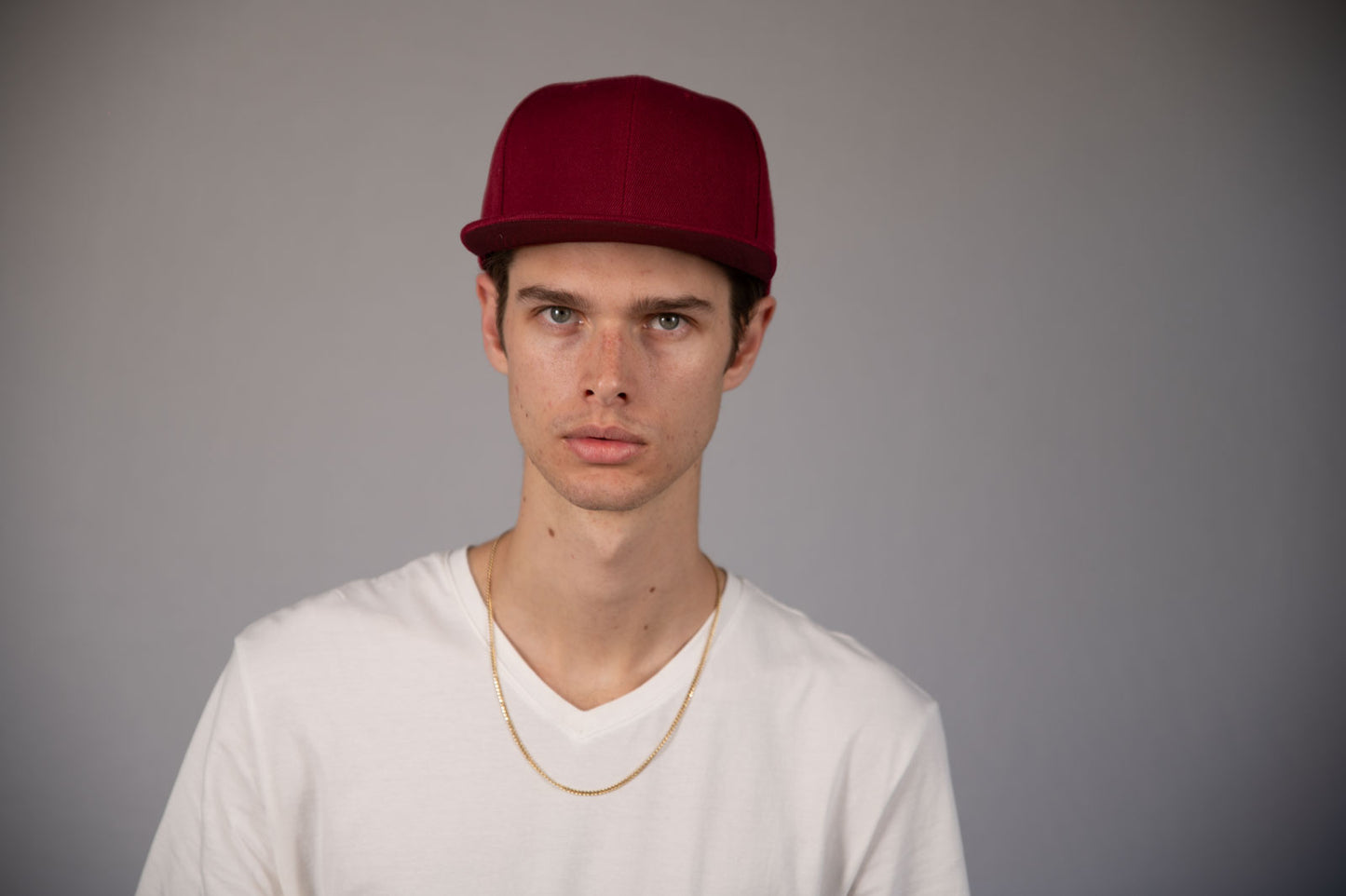 6-Panel Snapback (Flat Bill) — Solid Maroon — Dozen Pack