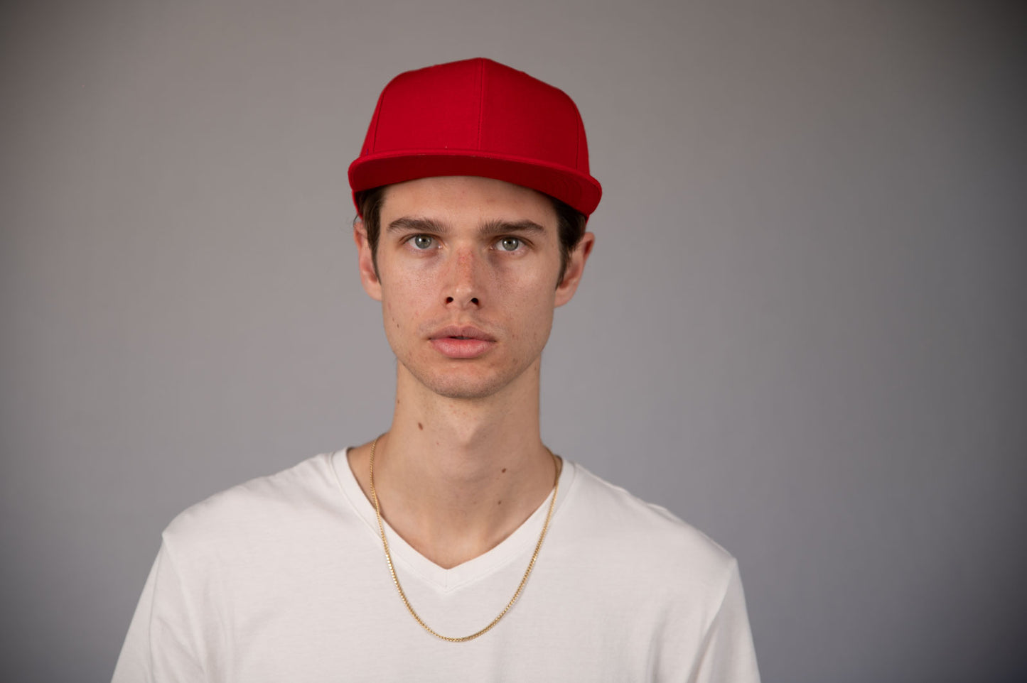 6-Panel Snapback (Flat Bill) — Solid Red — Dozen Pack