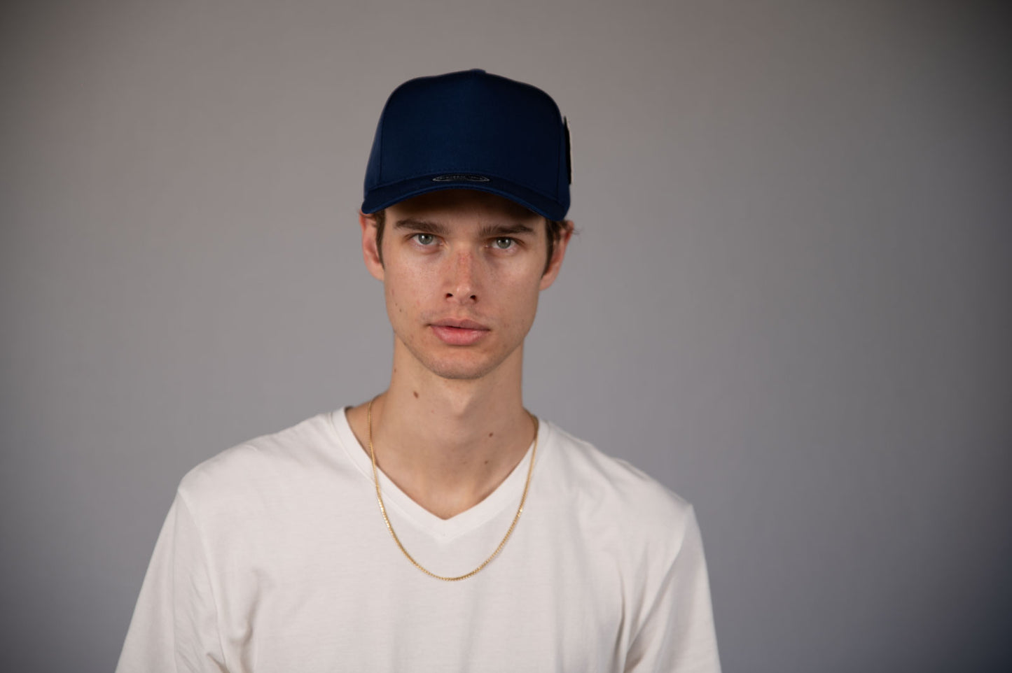 5-Panel Snapback (Curved Bill) — Navy Blue — Dozen Pack