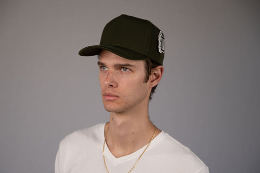 5-Panel Snapback (Curved Bill) — Olive — Dozen Pack