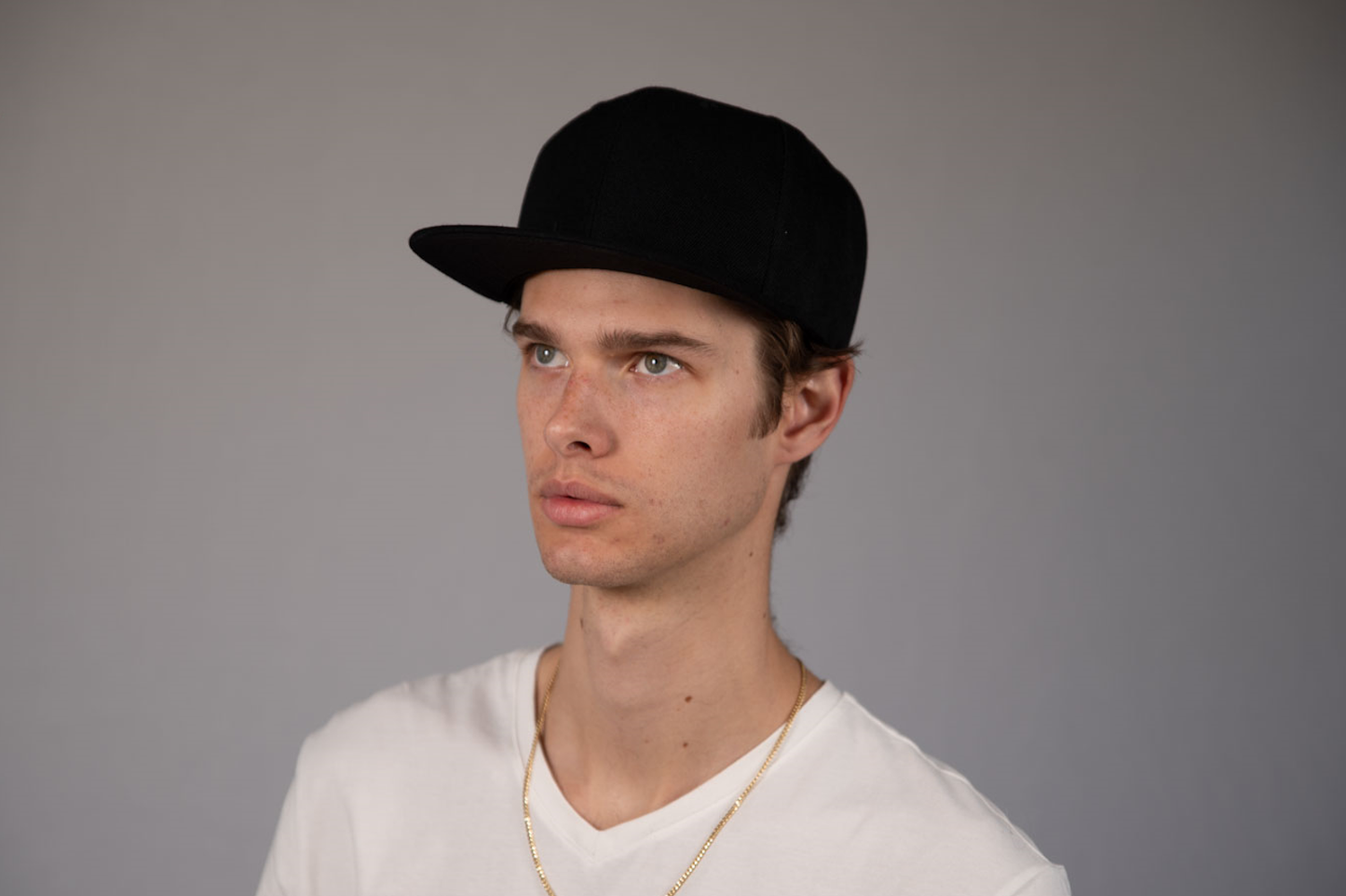 6-Panel Snapback (Flat Bill) — Solid Black — Dozen Pack