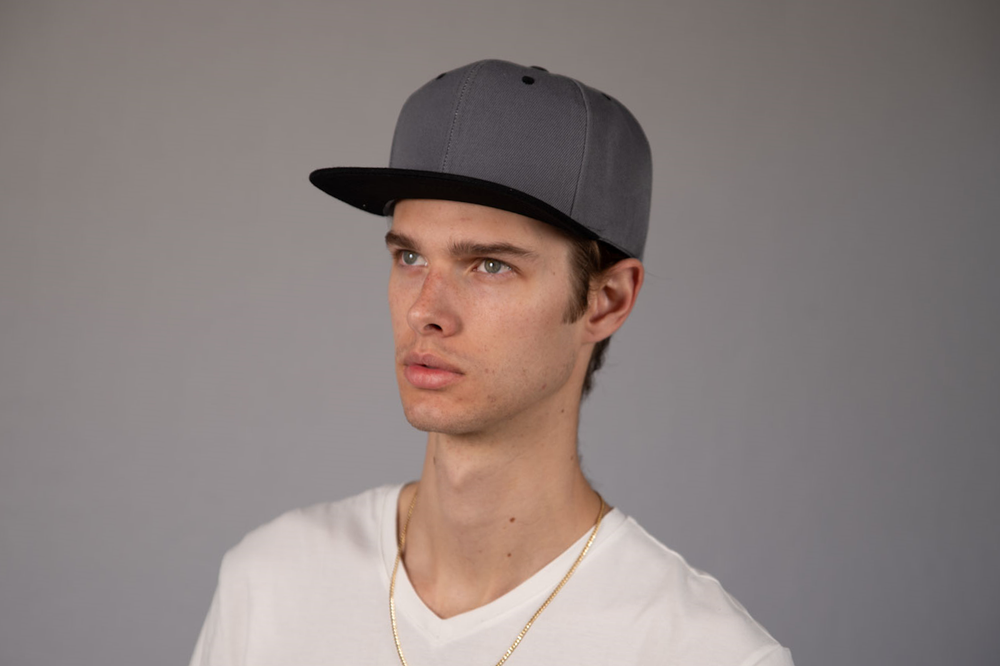 6-Panel Snapback (Flat Bill) — Dark Grey / Black Bill — Dozen Pack