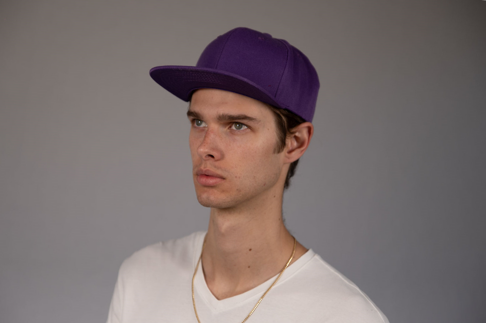 6-Panel Snapback (Flat Bill) — Solid Dark Purple — Dozen Pack