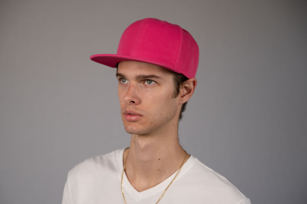 6-Panel Snapback (Flat Bill) — Solid Hot Pink — Dozen Pack