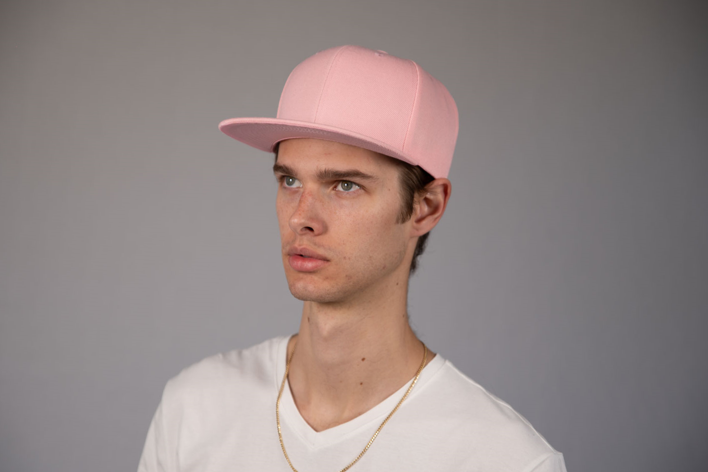 6-Panel Snapback (Flat Bill) — Solid Light Pink — Dozen Pack