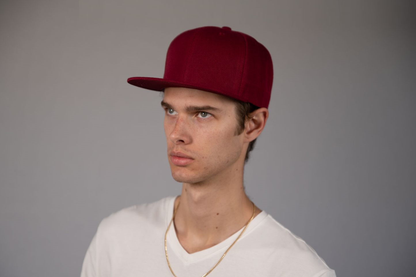 6-Panel Snapback (Flat Bill) — Solid Maroon — Dozen Pack