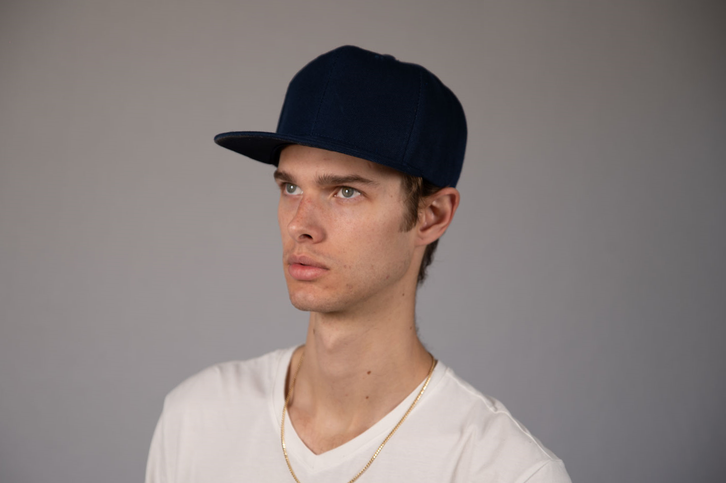 6-Panel Snapback (Flat Bill) — Solid Navy Blue — Dozen Pack