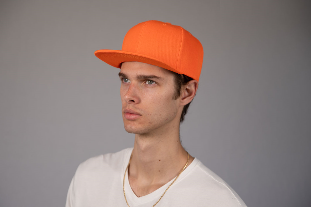 6-Panel Snapback (Flat Bill) — Solid Orange — Dozen Pack
