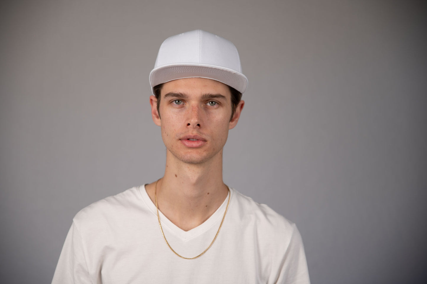 6-Panel Snapback (Flat Bill) — Solid White — Dozen Pack