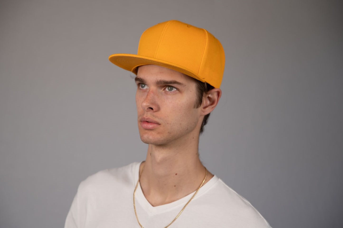 6-Panel Snapback (Flat Bill) — Solid Yellow — Dozen Pack