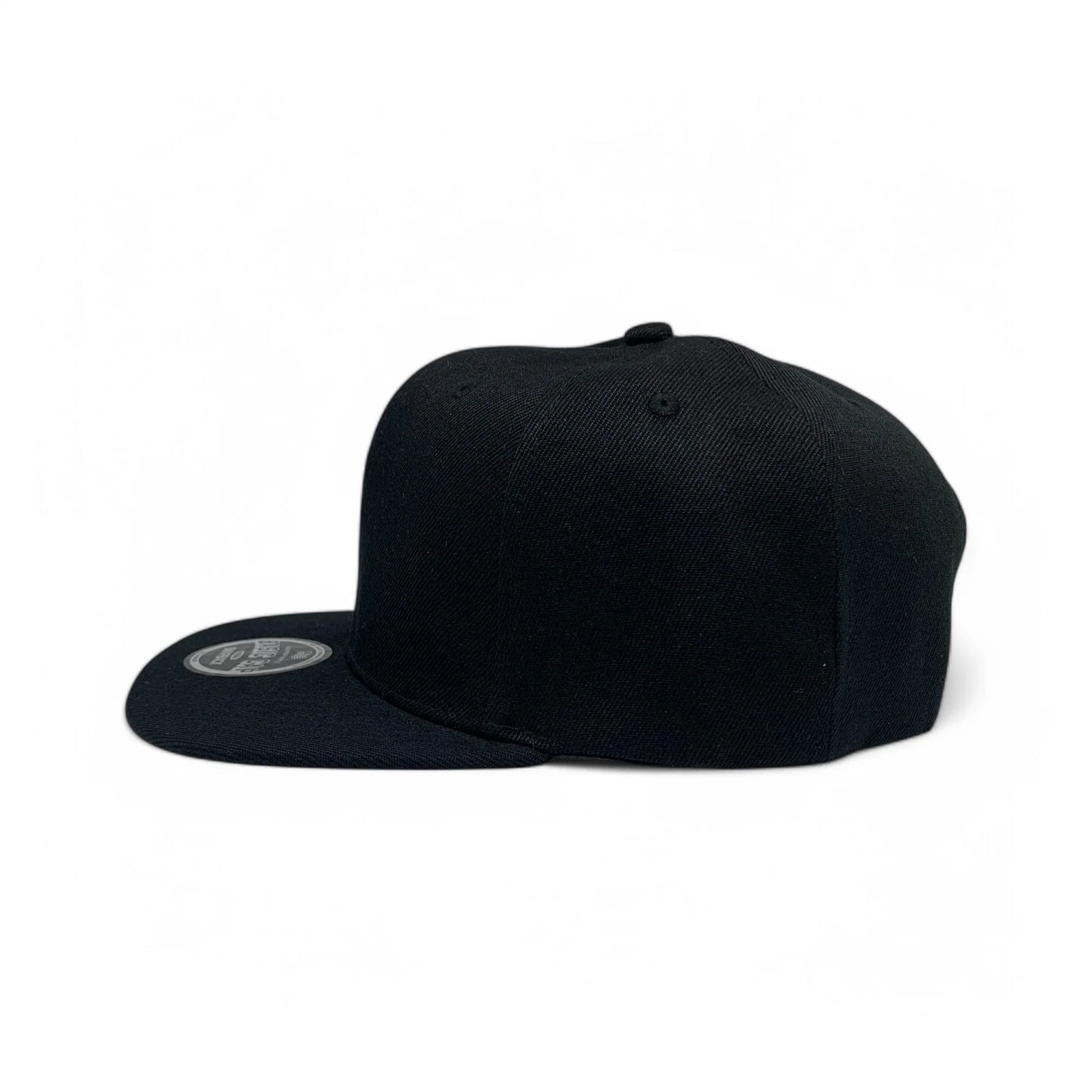 6-Panel Snapback (Flat Bill) — Solid Black — Dozen Pack