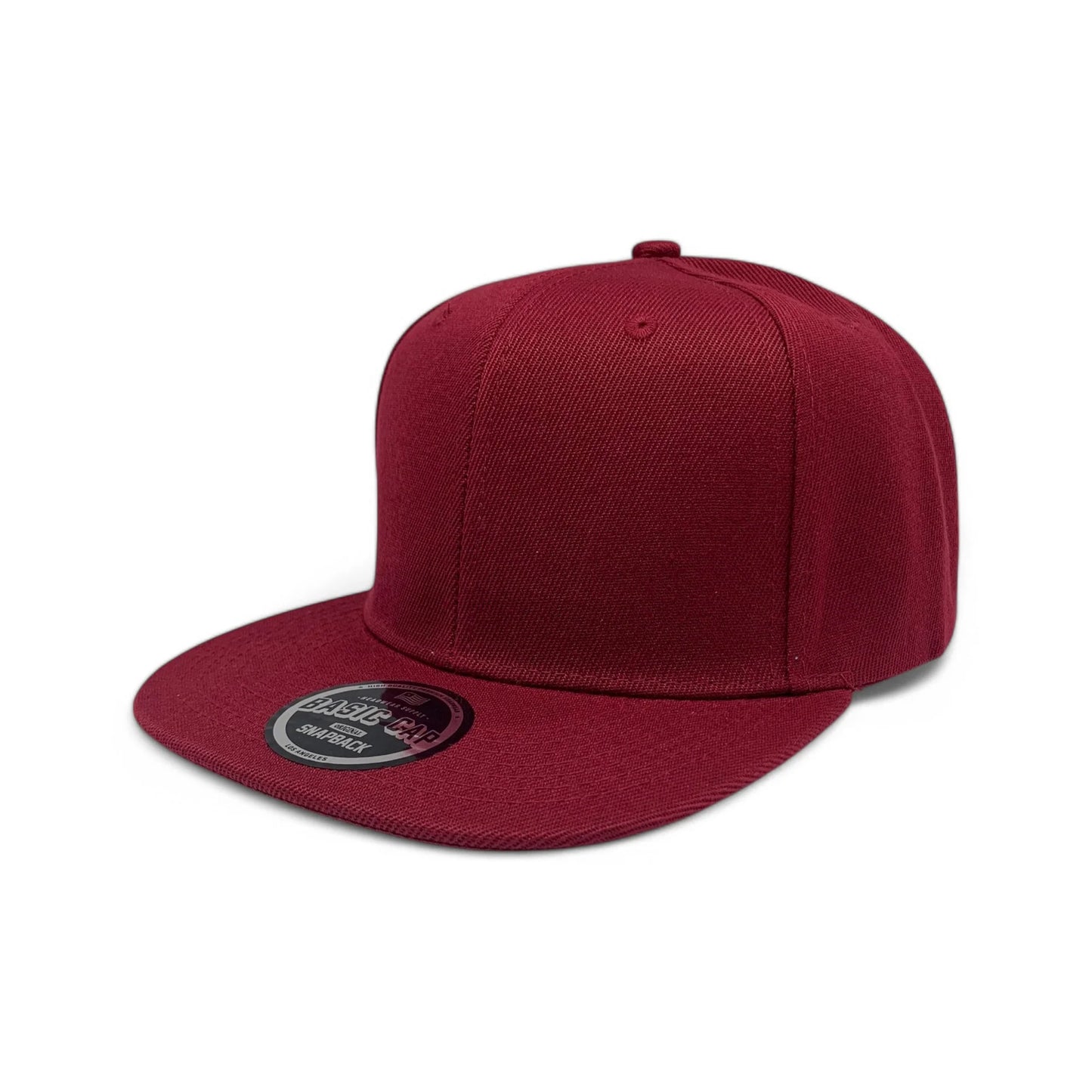 6-Panel Snapback (Flat Bill) — Solid Maroon — Dozen Pack