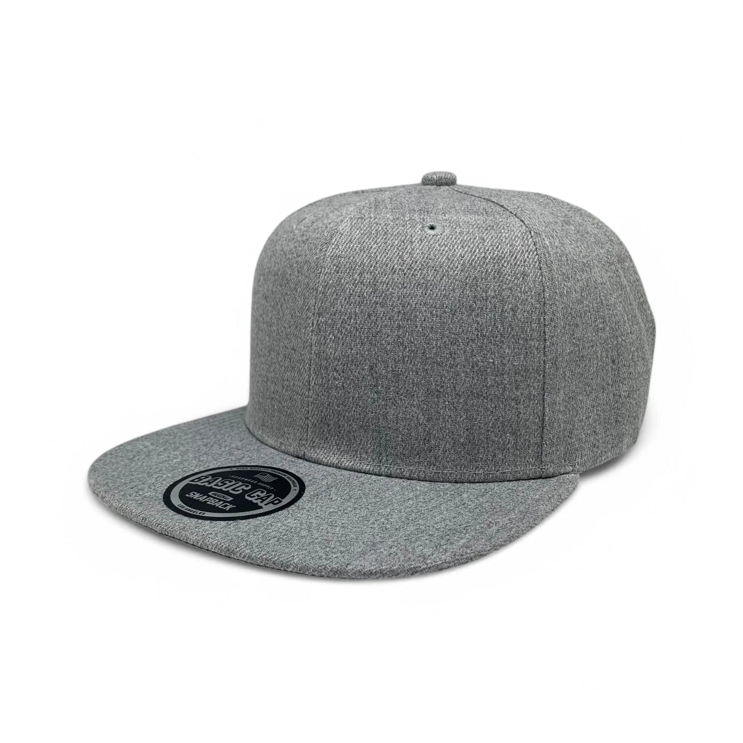 6-Panel Snapback (Flat Bill) — Solid Light Grey — Dozen Pack
