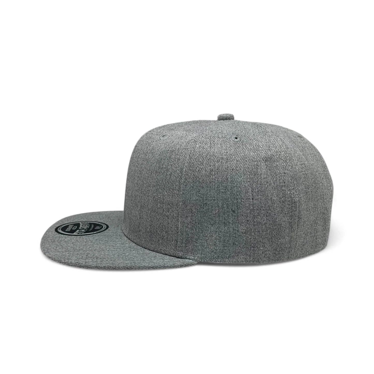 6-Panel Snapback (Flat Bill) — Solid Light Grey — Dozen Pack