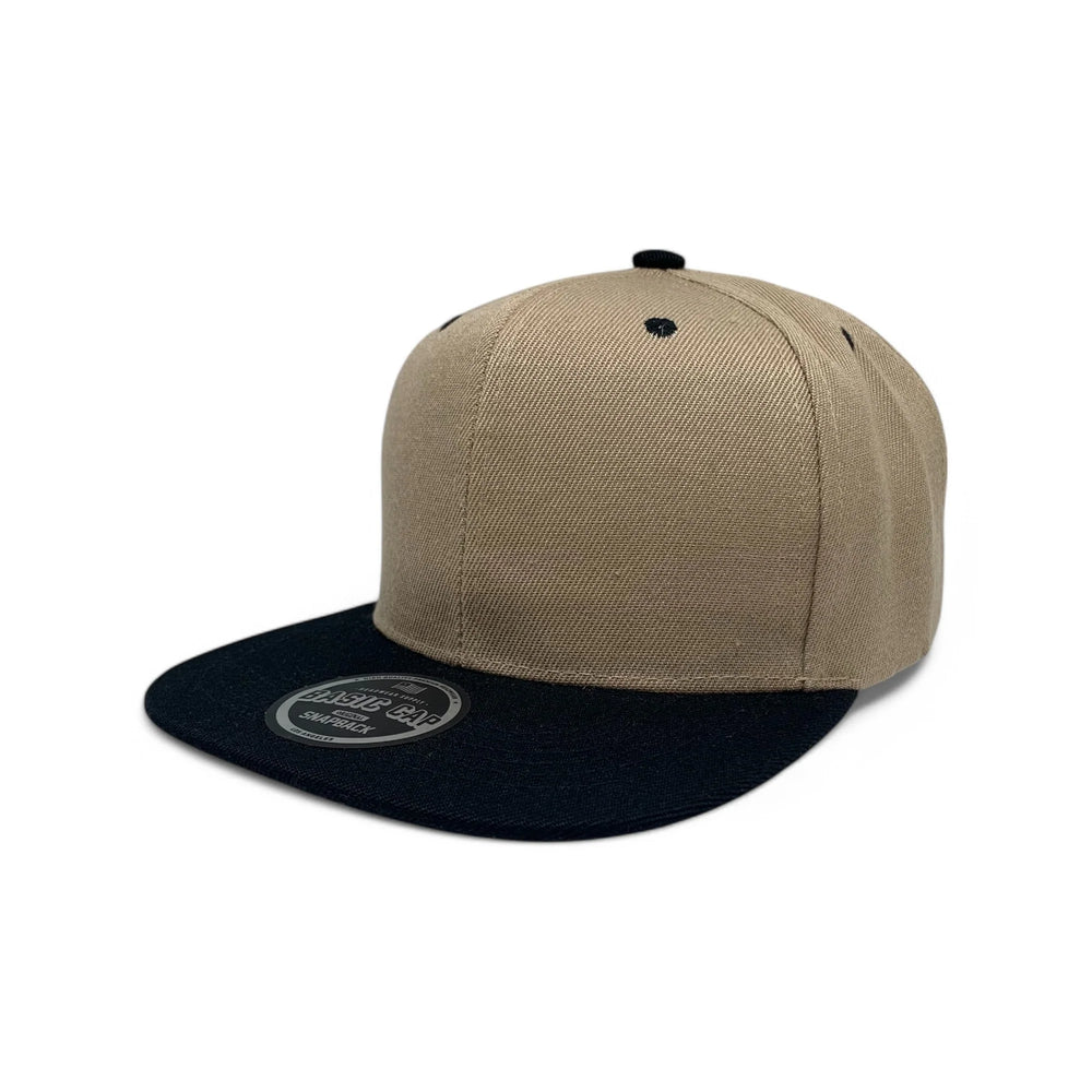 6-Panel Snapback (Flat Bill) — Khaki / Black Bill — Dozen Pack secondary
