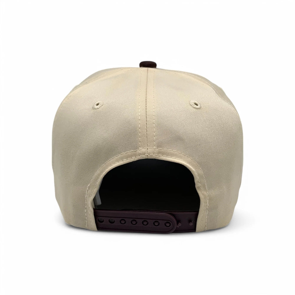 5-Panel Snapback (Curved Bill) — Natural / Brown Bill — Dozen Pack secondary