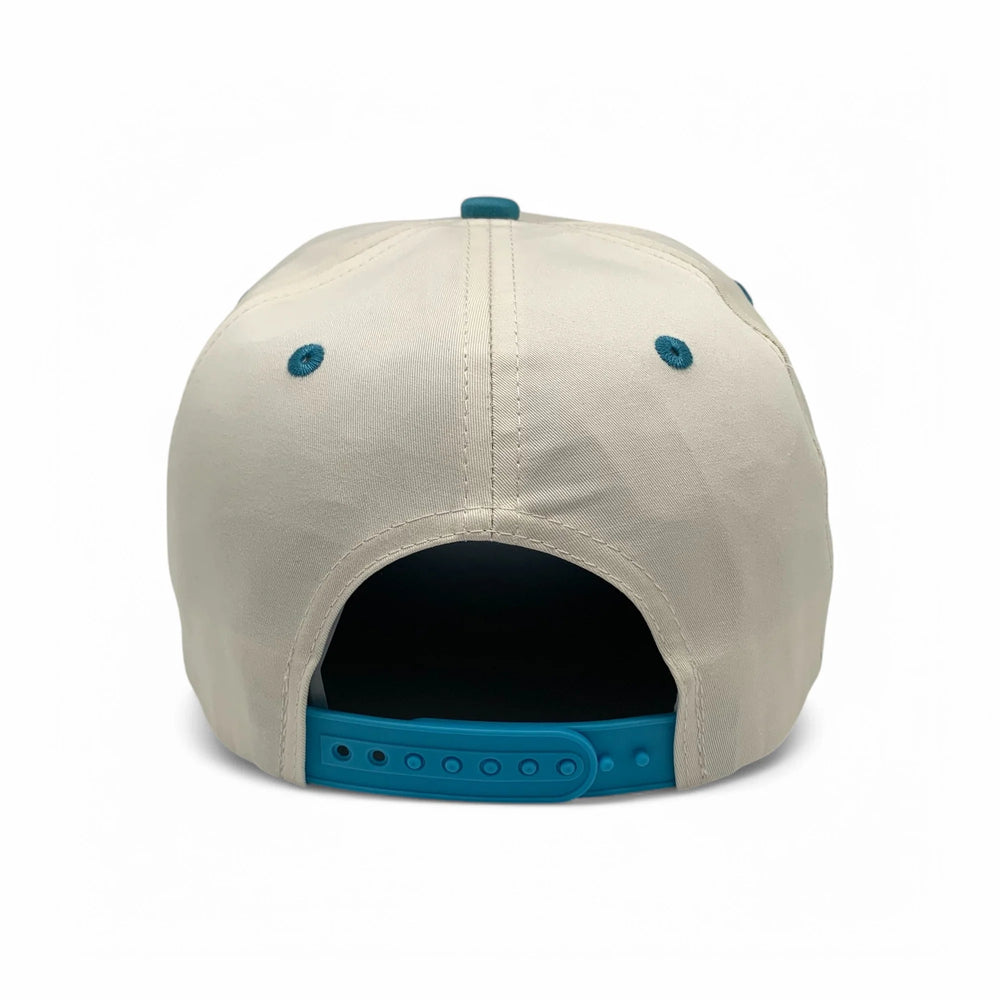 5-Panel Snapback (Curved Bill) — Natural / Light Blue Bill — Dozen Pack secondary