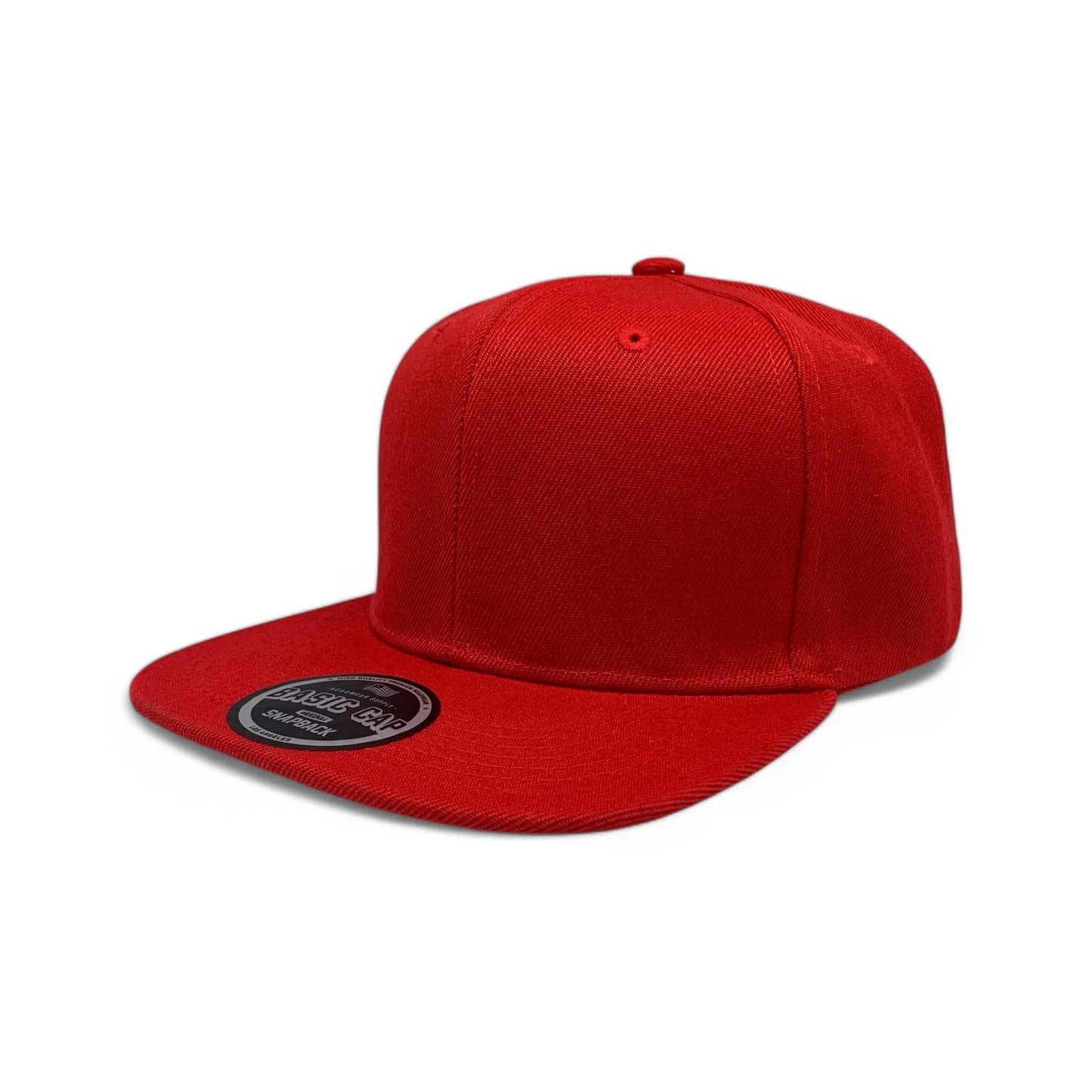 6-Panel Snapback (Flat Bill) — Solid Red — Dozen Pack
