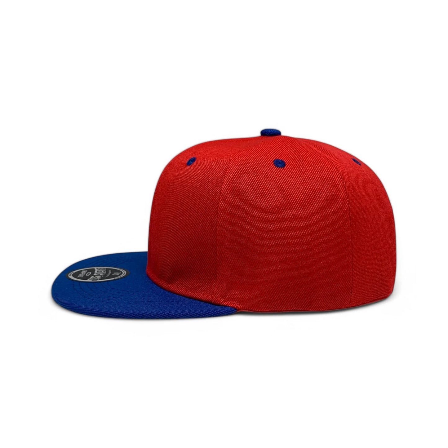 6-Panel Snapback (Flat Bill) — Red / Royal Blue Bill — Dozen Pack